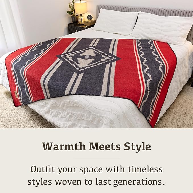 Chubbuck 100% Wool Blanket Camping (60" x 84") - Large Warm Blanket for Camping, Emergency, Outdoor Concerts and Home Use - Reversible, Fire Retardant, Soft and Warm Blankets for Winter (Navigator)