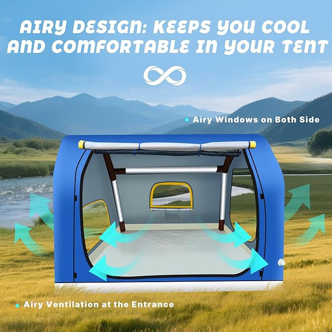 2-4 Person Inflatable Camping Tent | 60 Second Setup | 4 Season Waterproof (PU3000 Oxford) | All Weather Tent for Romantic Dates, Fall/Winter Camping, Hunting & Fishing