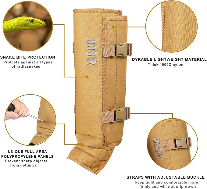 QOGIR Snake Gaiters for Hunting: Durable Snake Guards, Snake Gaiter Leggings for Men & Women, Snake Bite Protection for Lower Legs, Snake Proof Gaiters with Adjustable Size