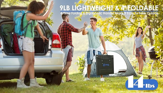 PPQ 200W Portable Solar Panel Kit 18V/12A,14lb Foldable Briefcase Solar Charger w/ 24% Efficiency,4 Cables & 16 Outputs for All Camping Power Station, RV Battery, Phones, IP67 Waterproof