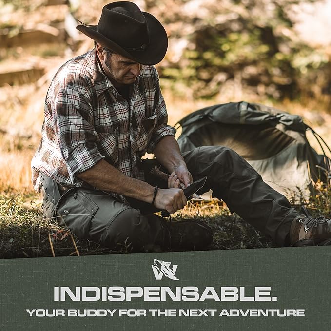 WOLF-II Full Tang Survival Knife - Strong Tactical Fixed Blade - D2 Steel - Bushcraft, Camping & EDC Outdoor Knife with TPE Handle and Multi Lok Sheath