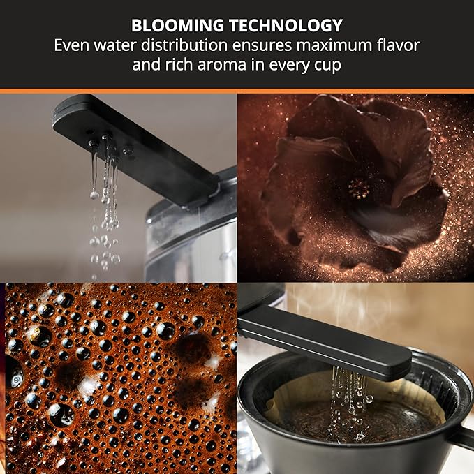 KRUPS Essential Brewer 8 Cup Drip Coffee Maker Machine SCA-Certified Blooming Technology, Barista-Quality, Pour-Over Coffee Machine, Easy to Clean Dishwasher Safe, Stainless Steel Design, Silver