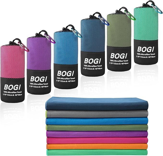 BOGI Microfiber Travel Sports Towel-Quick Dry Travel Towel,Soft Lightweight Absorbent Compact Sports Towel for Camping Gym Beach Bath Yoga Swimming Backpacking (M:40''x20''-AGreen)