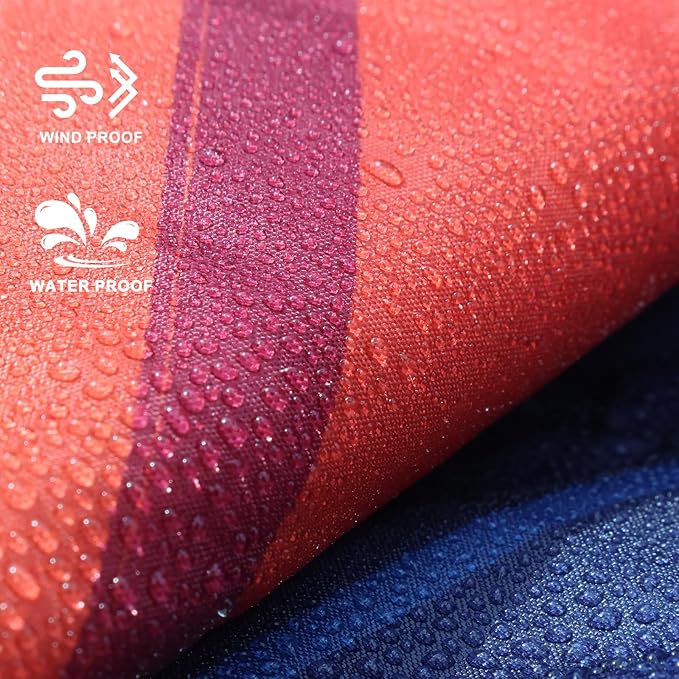 zzlamb Hooded Stadium Camping Blanket,Waterproof Outdoor Blanket Polar Fleece,Warm Windproof Portable for Stadium,Picnic,Sports,Beach,Car,Pets,56x75in Blue Mount Red Sun