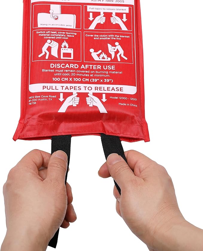 BIRDROCK HOME Fire Blanket for Home and Kitchen | Emergency Supplies for Small Fires | CE Safety Standard Approved | Fiberglass Fire Suppression, Mess-Free | Ideal for Camping Vehicle Kits | 2 Pack