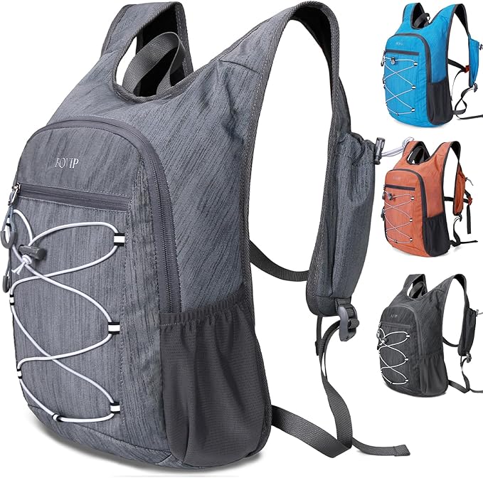 BOVIP 20L Hiking Backpack Lightweight Packable Hiking Daypack Small Travel Outdoor Foldable Shoulder Bag Gray