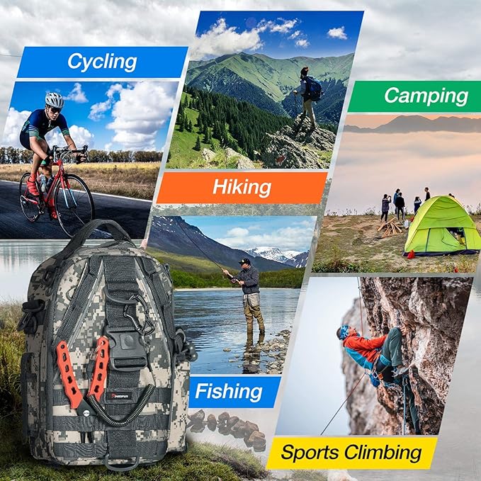 Piscifun Fishing Backpack with Rod Holder, Lightweight Sling Bag Storge Gear and Equipment