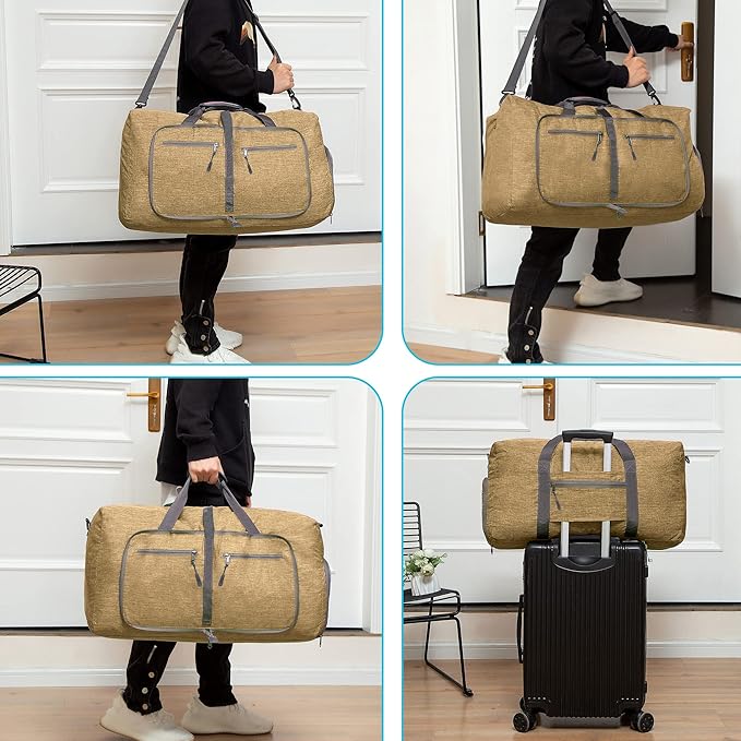 Vomgomfom Travel Duffle Bag for Men,65L 85L 115L Foldable Travel Duffel Bag with Shoes Compartment Overnight Bag for Men Women