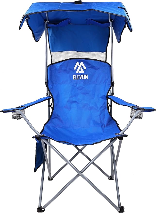 Canopy Chair Folding Camping Recliner Support with Carrying Bag, Blue