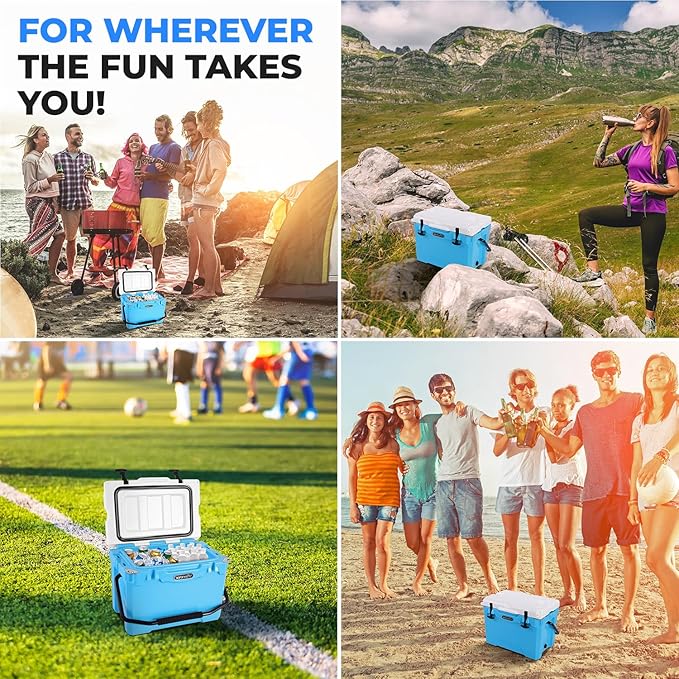 SereneLife Ultra-Tough 25-75 Quart Rotomolded Cooler Box, Holds Upto 64 Cans, Keeps Ice Up to 5 Days, Heavy-Duty Insulated Portable Ice Chest Box, Ideal for Camping, Beach, Picnics, Tailgating, etc