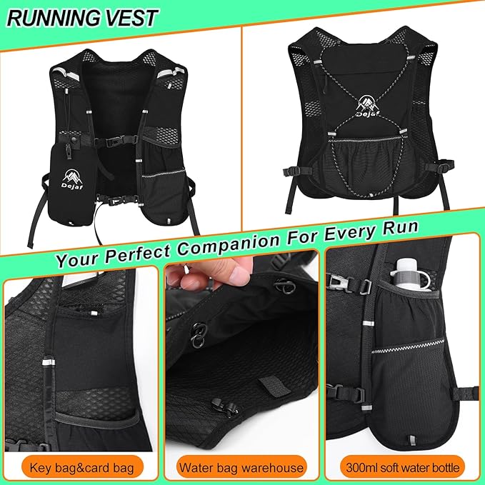 Running Vest for Women Men, Lightweight (194g/8 Bags) Hydration Backpack Phone Holder Vest for Hiking Trail Cycling Race Marathon Running Essentials