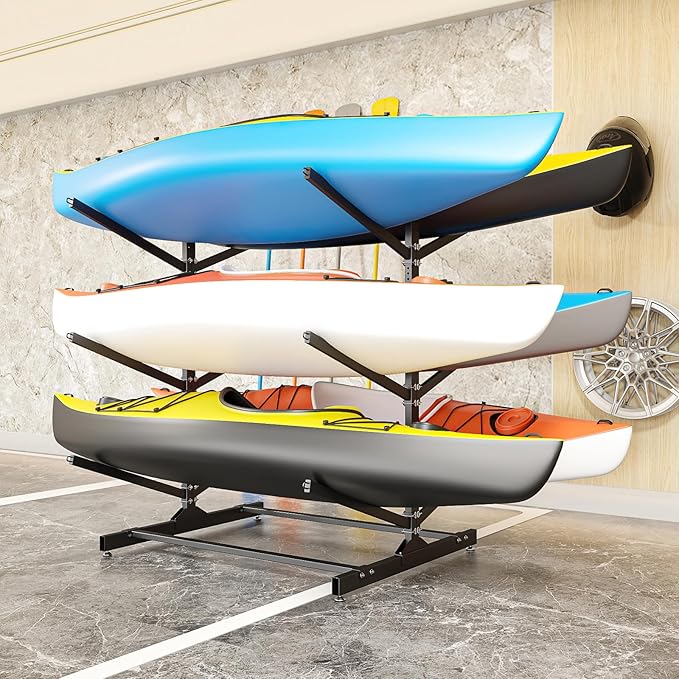 Kayak Storage Rack, Heavy-Duty Metal Kayak Storage Rack Adjustable Freestanding Kayak Stand, Canoe and Paddleboard Kayak Rack for Indoor & Outdoor Use