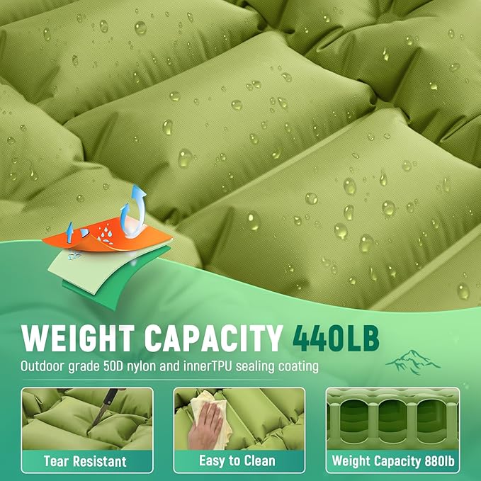 Camping Sleeping Pad, Ultralight Camping Mat with Built-in Foot Pump, Comfortable Sleeping Mat for Backpacking, Car Traveling,Tent,and Hiking