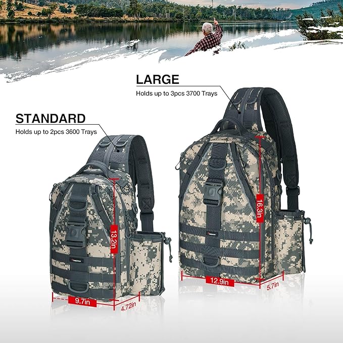 Piscifun Fishing Backpack with Rod Holder, Lightweight Sling Bag Storge Gear and Equipment