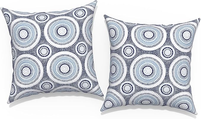 Outdoor Throw Pillow Covers 18”x18”, Decorative Pillow Covers for Patio Furniture, Modern Cushion Cases for Garden Couch Home Sofa Bed Office Chair, Pack of 2,Lagoon Multi