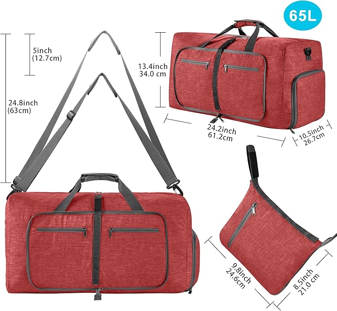 Vomgomfom Travel Duffle Bag for Men,65L 85L 115L Foldable Travel Duffel Bag with Shoes Compartment Overnight Bag for Men Women