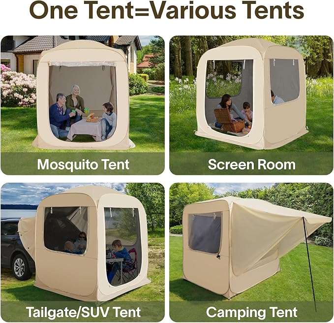 Alvantor Screen House Gazebo, 6-10-15 Person Pop Up Igloo Screened Canopy Tent with Mosquito Netting Sides, Instant UV Resistant Sun Shelter for Garden, Patio, Backyard