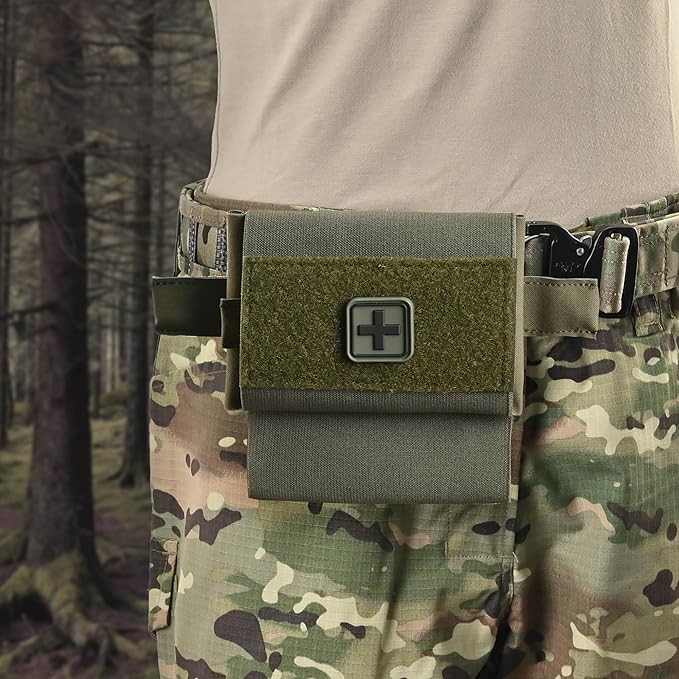 2-in-1 Micro Med Kit Med Pouch Tactical Mini First Aid Pouch Empty Small IFAK Pouch Compact Med Pouch EDC Bag with Tourniquet Holder |MOLLE Belt IFAK Micro Trauma Kit Pouch