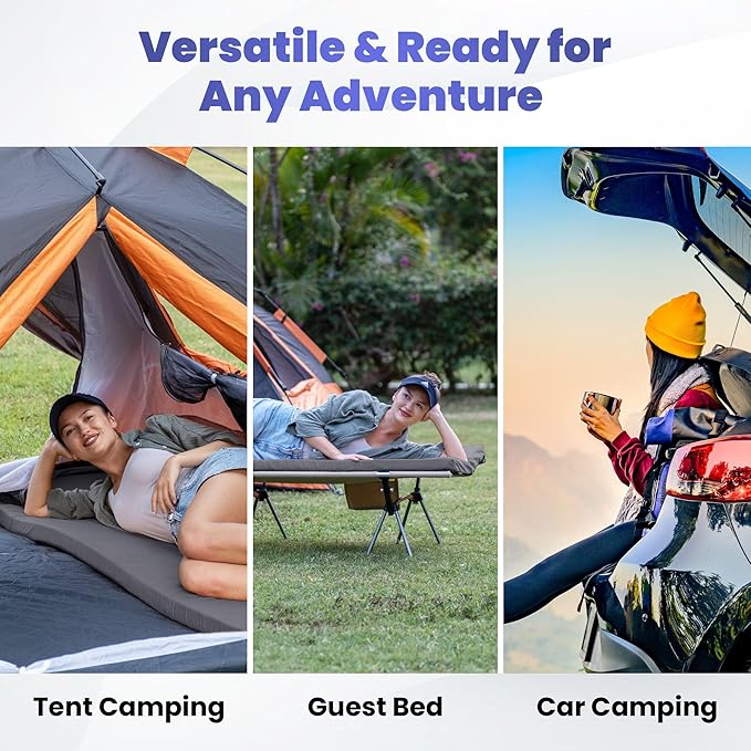 Hazli Matrix Comfort-Cell Memory Foam Camping Mattress Pad - Portable Foam Sleeping Pad for Camping - Roll up Sleeping Mat for Adults - Floor Mattress Guest Floor Bed for Sleepover, Car SUV Cot