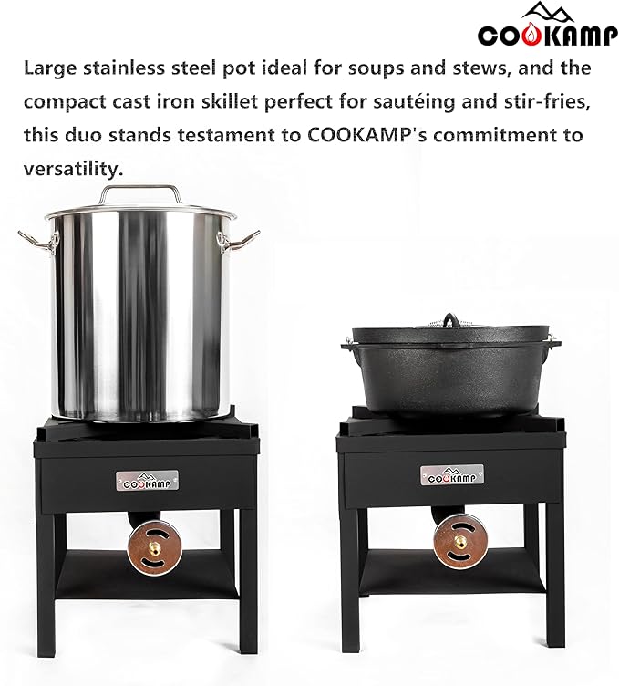 High Pressure Banjo 1-Burner Outdoor Propane Gas Cooker 260000 BTU with 0-30 PSI Adjustable Regulator and Steel Braided Hose For Outdoor Cooking Turkey Fry (BALCK) SA1750