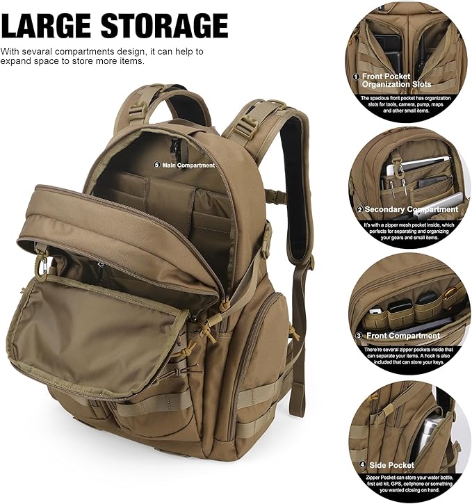 Mardingtop 40L Molle Tactical Backpack,Military backpack for Men, Cordura Backpack for Hiking,Camping,Hunting