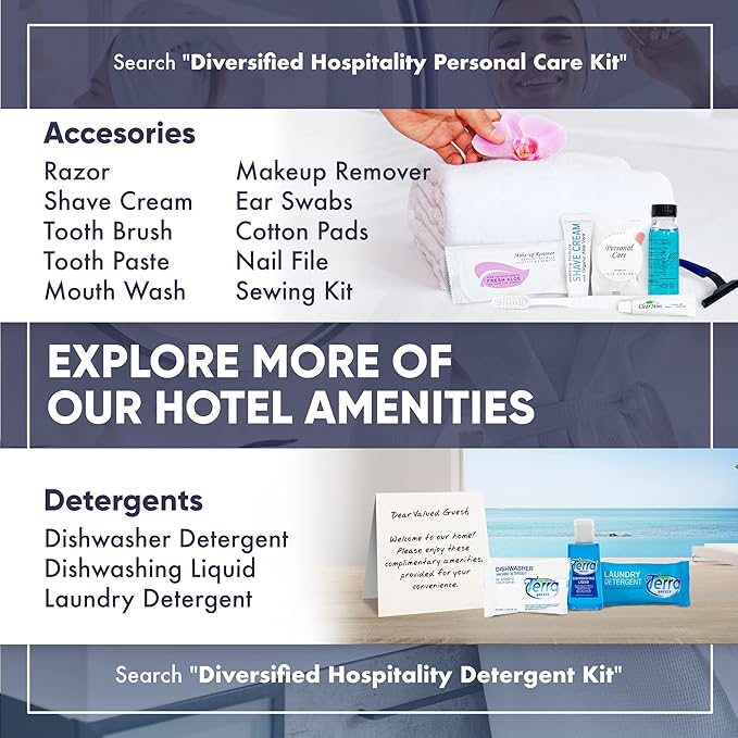 Personal Care Travel Toiletries | 1-Shoppe Amenities Kit | Travel Shaving Set, Toothbrush & Paste, Mouthwash, Makeup Wipes, Swabs, Nail File & Sewing Kit | 75 Pieces