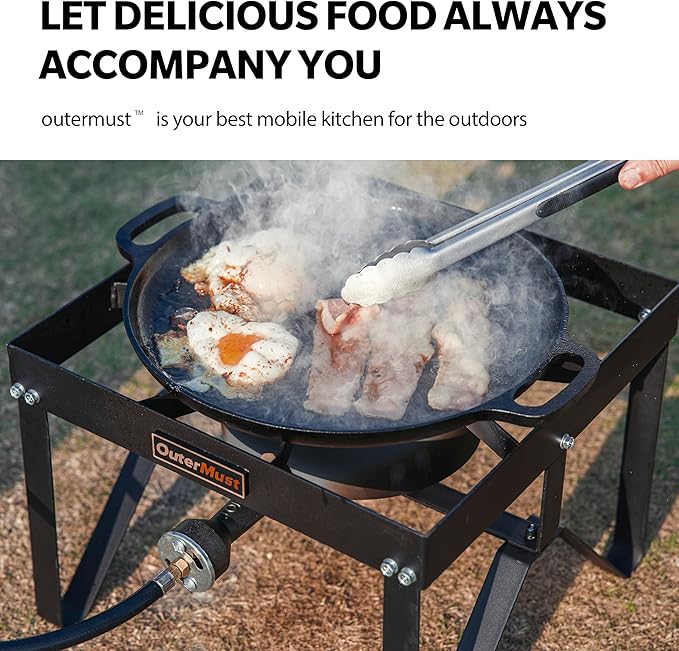 Outdoor Propane Burner Heavy Duty Propane Gas Stoves for Cooking with 10 PSI Regulator and Cast Iron Braided Holes Perfect for Home Brewing, Crawfish Boiler, Turkey Fryer and Seafood Boiler