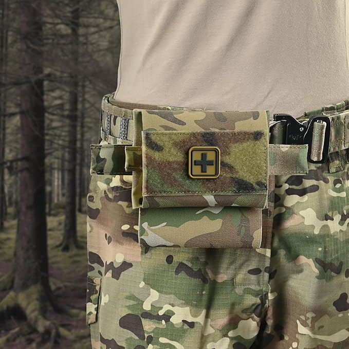 2-in-1 Micro Med Kit Med Pouch Tactical Mini First Aid Pouch Empty Small IFAK Pouch Compact Med Pouch EDC Bag with Tourniquet Holder |MOLLE Belt IFAK Micro Trauma Kit Pouch