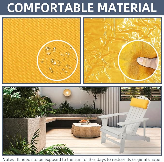 Headrest Pillow for Patio Chaise Lounge Chair, Outdoor Chaise Pillows with Adjustable Elastic Stripe Head Resting Pillows for Recliner Office Chair, Yellow