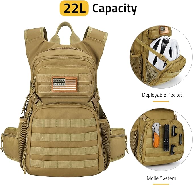 CVLIFE Tactical Hydration Pack 3L - Lightweight Water Bag With Bladder for Men Women, Heavy Duty Molle Backpack for Hiking, Cycling, Running, Hunting