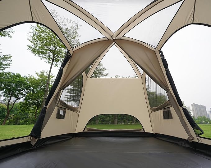 Vidalido 4-6 Person Camping Tent with 3 Door 2 Room Large Family Cabin Tents, Double Layer Waterproof Portable Glamping Tent, Big Tents for Outdoor Camping Hiking and Backpacking