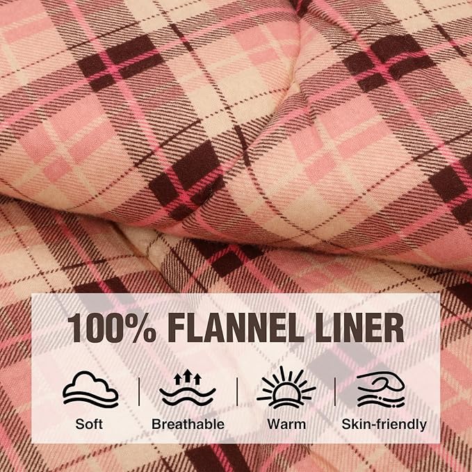 REDCAMP Cotton Flannel Sleeping Bag for Camping Backpacking, Adults Cold Weather Envelope Sleeping Bags with 2/3/4/6lbs Filling