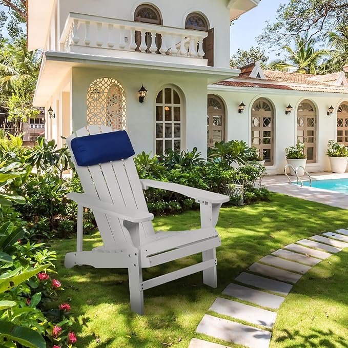 Headrest Pillow for Patio Chaise Lounge Chair, Outdoor Chaise Pillows with Adjustable Elastic Stripe Head Resting Pillows for Recliner Office Chair, Dark Blue