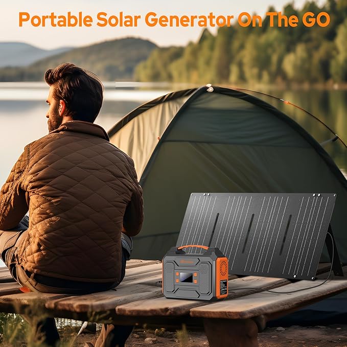 Portable Power Station 300W Solar Generator 280Wh(without Solar Panel), 110V Portable Power Bank with AC Outlet Pure Sine Wave, DC, USB QC3.0, External Lithium Battery Pack for Camping RV Outdoor Use