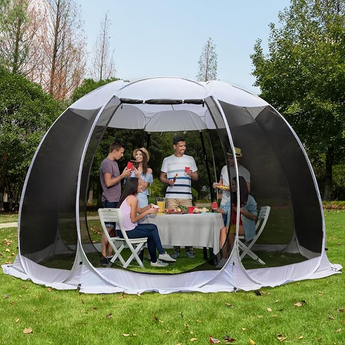 Alvantor Screen House Gazebo, 6-10-15 Person Pop Up Igloo Screened Canopy Tent with Mosquito Netting Sides, Instant UV Resistant Sun Shelter for Garden, Patio, Backyard