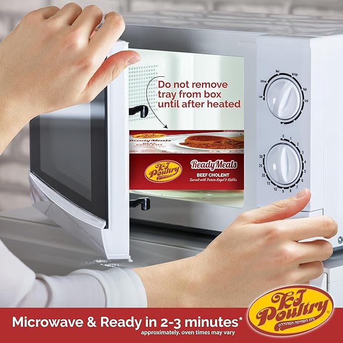 KJ Poultry Kosher Ready Meals - Beef Chulent & Kugel, MRE Meat Meals Ready to Eat, Shabbos Food (3 Pack) Prepared Entree Fully Cooked, Shelf Stable Microwave Dinner Travel, Military, Camping, Survival