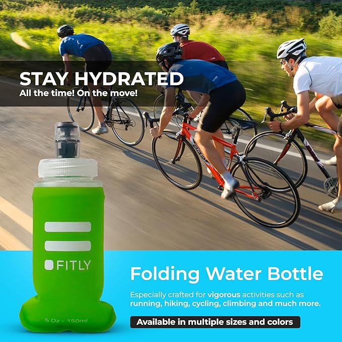 Soft Flask - Shrink As You Drink Soft Water Bottle for Hydration Pack - Folding Water Bottle Ideal for Running, Hiking, Cycling, Climbing & Rigorous Activity