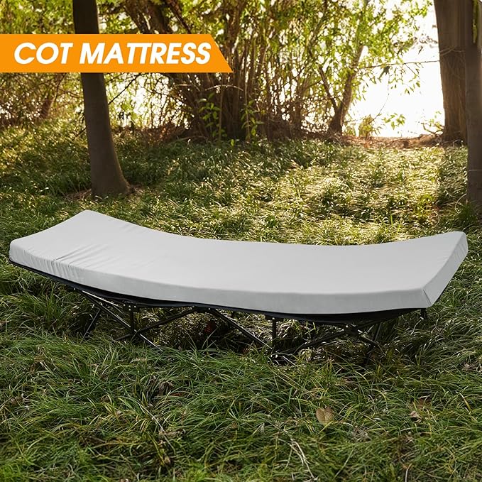 CYMULA Camping Cot Mattress 2in Memory Foam Sleeping Pad,Soft Warm Non-Slip Camping Mattress Topper with Retaining for Adults,Portable Roll up Pad for Travel(75 x30)（only Mattress）