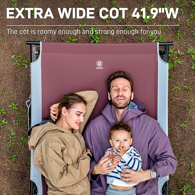 EVER ADVANCED Extra Wide Camping Cot for Adults Oversized XXL Sleeping Cots Folding Cot Bed with Carry Bag, 84.3" L x 41.9" W, Support to 550 lbs
