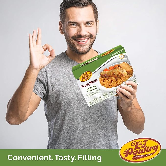 KJ Poultry Kosher Ready Meals - Bone In Chicken & Kugel, MRE Meat Meals Ready to Eat, Shabbos Food, Halal, (3 Pack) Prepared Entree Fully Cooked, Shelf Stable Microwave Dinner Travel Military Camping