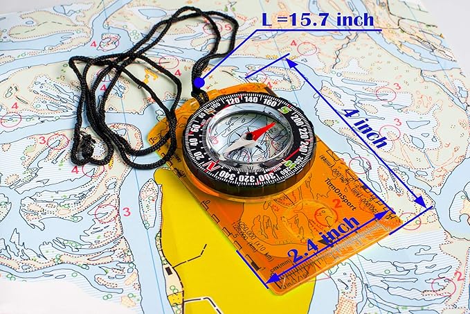 TurnOnSport Orienteering Compass - Advanced Scout Compass for Hiking, Camping, and Backpacking - Best Survival Gifts for Kids