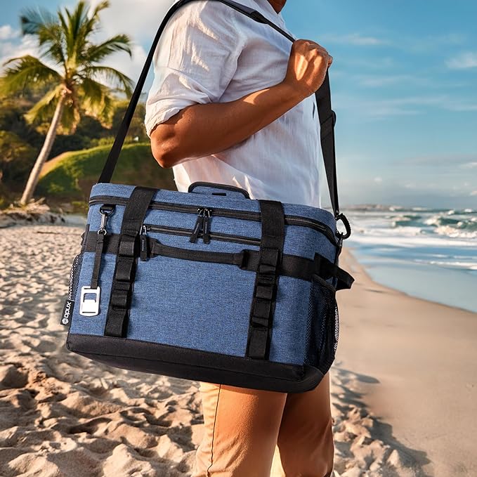 OPUX Cooler Bag, 48 Cans Insulated Soft Collapsible Portable Cooler, Soft Sided Leakproof Cooler for Beach Camping with Shoulder Strap, Ice Chest for Travel Road Trip Picnic, Navy Blue