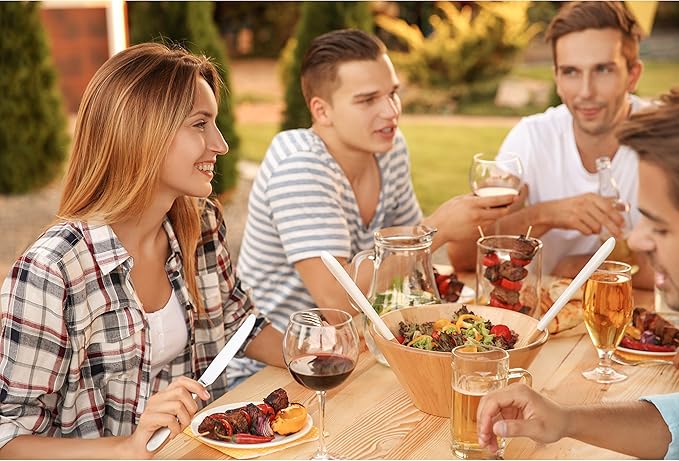 13 Piece Stainless Steel Family Cutlery Picnic Utensil Set with Travel Case for Camping | Hiking | BBQs - Includes Forks | Spoons | Knifes | Chopstick, Plus Nylon Commuter Case (Black)