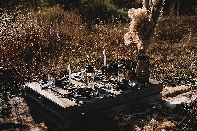 Barebones Enamel Bowl Set - Dish Set of 2 Bowls - Enamelware Set for Camping and Everyday Use (Charcoal)