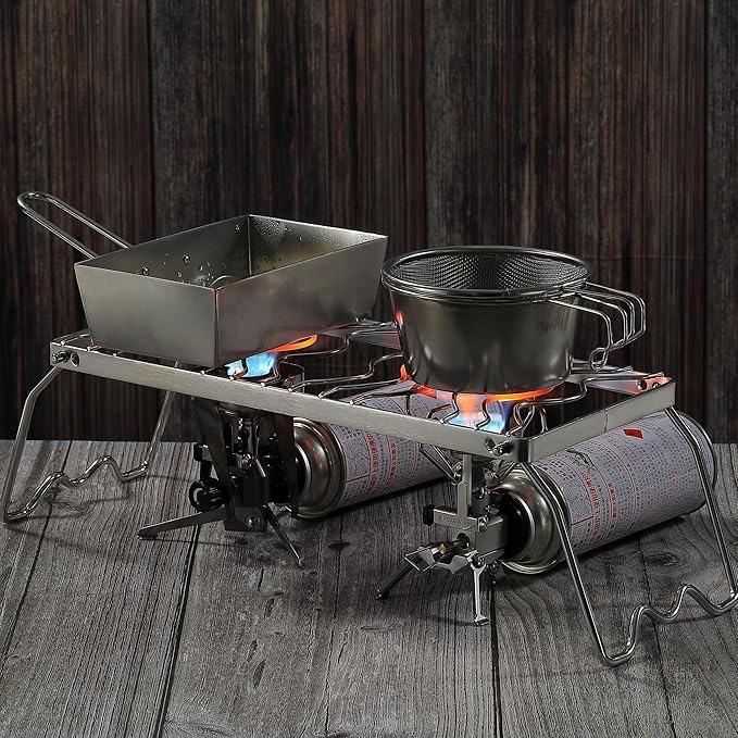 CAMPINGMOON Portable Folding Camping Campfire Grill over Fire Split Stoves 304 Stainless Steel (13.8’’L (MS-1111))