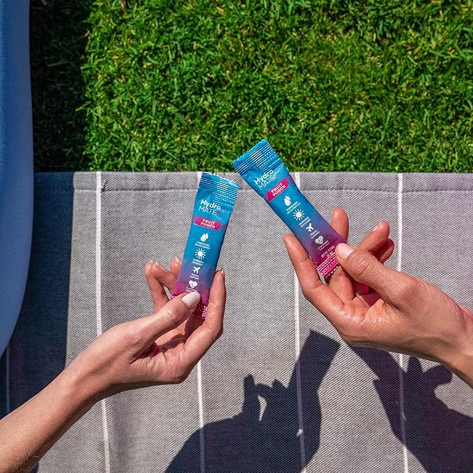 HydroMATE Electrolyte Powder Fruit Punch Hydration Packets Low Sugar 16 Count