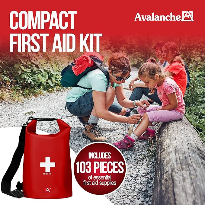 Avalanche First Aid Kit in Dry Bag, 103 Pcs Emergency Supplies Kit in Waterproof Bag for Home, Car, Travel, Sports or Camping, Durable, Ideal for Water Activities, Survival Gear Kit
