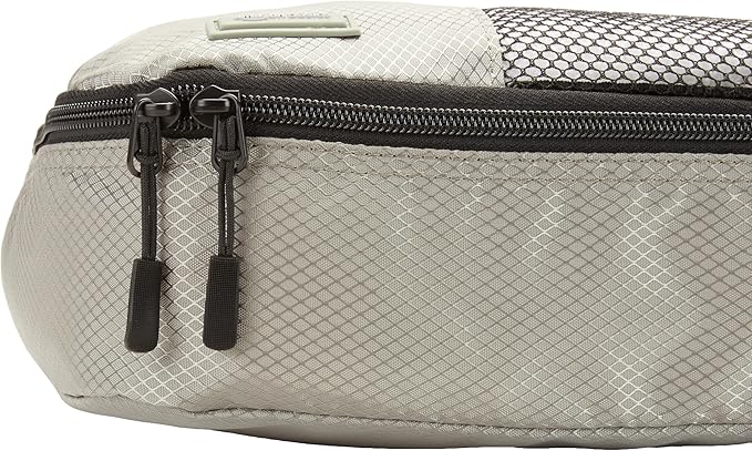 Amazon Essentials 4-Piece Packing Cubes Travel Accessories Set, Luggage Organizer with Double Zipper, Mesh Top, 100% Polyester, Medium, Gray (Previously Amazon Basics)