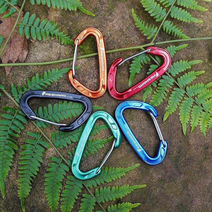 FresKaro 15kN-3372lbs Heavy Duty Wiregate Carabiners, Reliable Time-Tested Stainless Steel Spring Gate, for Camping, Hiking, Hammocks, Backpacking, Dog Leash etc., 3.15inch
