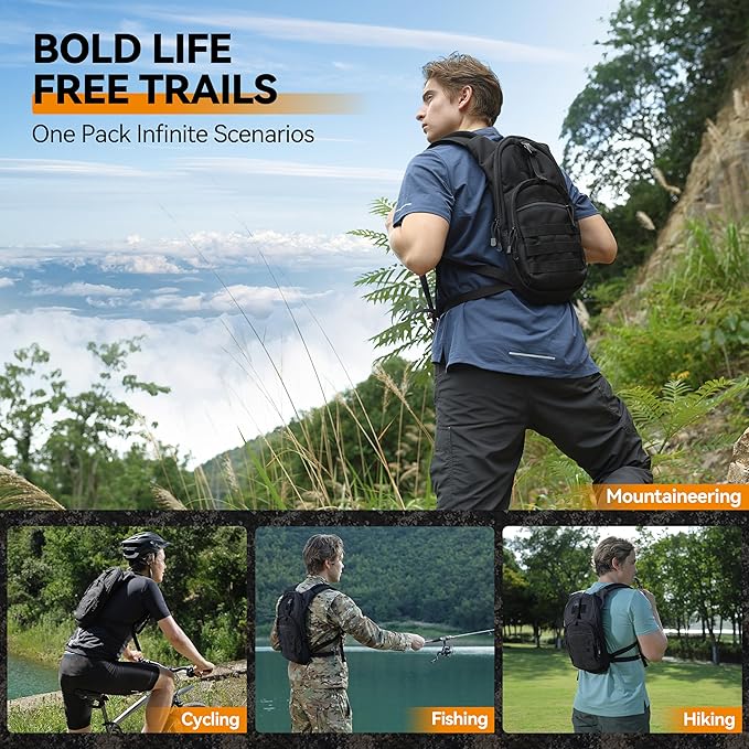 MARCHWAY Tactical Molle Hydration Pack with 2.5L TPU Water Bladder, Compact Yet Spacious Military Backpack for Hiking, Cycling, Backpacking, Hunting, Running